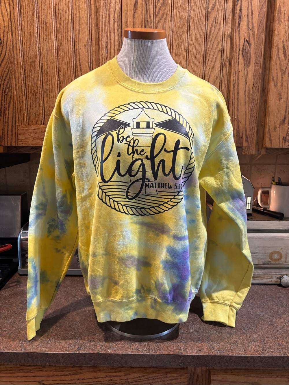 Gildan Yellow Tie-Dye "Be the Light" Crewneck Sweatshirt